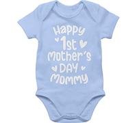 Baby Body Junge Mädchen - Muttertag - Happy 1st mother's day mommy weiß - 1/3 Monate - Babyblau - muttertagsgeschenke muttertagsgeschenk erster strampler muttertagsstrampler muttertags mothers