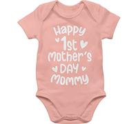 Baby Body Junge Mädchen - Muttertag - Happy 1st mother's day mommy weiß - 6/12 Monate - Babyrosa - muttertagsgeschenke muttertagsgeschenk erster strampler muttertagsstrampler muttertags mothers