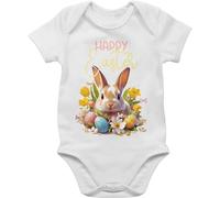 Baby Body Junge Mädchen - Ostergeschenke Ostern - Happy Easter Osterhase I Ostereier I Osternest Osterüberraschung - 18/24 Monate - Weiß - personalisierte oster osterhasen eastern babysachen