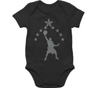 Baby Body Junge Mädchen - Sport & Bewegung - Basketball Sterne - 1/3 Monate - Schwarz - trikot outfit 25. geburtstag strampler babysachen mit baby-kurzarmbodys jungs kurzarm american football