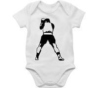 Baby Body Junge Mädchen - Sport & Bewegung - Boxen Deckung - 12/18 Monate - Weiß - strampler kurzarm babysachen mit jungs buddy babyklamotten babybody baumwolle jungen american football outfit