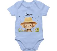 Baby Body Junge Mädchen - Süßer Safari Affe personalisiert I Affen Geschenk für Kinder mit Name I Affen Liebhaber I Affenmotiv I Kindermotiv Affe I Äffchen I Monkey I Safari Tiere - 1/3 Monate