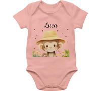 Baby Body Junge Mädchen - Süßer Safari Affe personalisiert I Affen Geschenk für Kinder mit Name I Affen Liebhaber I Affenmotiv I Kindermotiv Affe I Äffchen I Monkey I Safari Tiere - 6/12 Monate