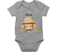 Baby Body Junge Mädchen - Süßer Safari Affe personalisiert I Affen Geschenk für Kinder mit Name I Affen Liebhaber I Affenmotiv I Kindermotiv Affe I Äffchen I Monkey I Safari Tiere - 3/6 Monate