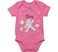 Baby Body Junge Mädchen - Weltall - Astronaut Kinder Raumfahrt Weltraum Planet Geschenk - 12/18 Monate - Pink - strampler planeten rakete jungen nasa raketen astronauten name universum