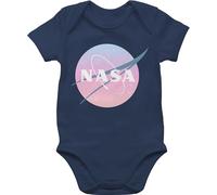 Baby Body Junge Mädchen - Weltall - Nasa Logo I Geschenk Weltraum Fan - 3/6 Monate - Navy Blau - astronaut planeten rakete astronauten raumfahrt universum space name