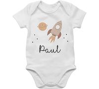 Baby Body Junge Mädchen - Weltall - Niedliche Rakete Weltraum Raumschiff - 1/3 Monate - Weiß - strampler planeten planet nasa raketen astronauten name astronaut raumfahrt universum space
