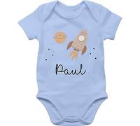 Baby Body Junge Mädchen - Weltall - Niedliche Rakete Weltraum Raumschiff - 12/18 Monate - Babyblau - strampler planeten planet nasa raketen astronauten name astronaut raumfahrt universum space