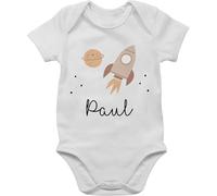 Baby Body Junge Mädchen - Weltall - Niedliche Rakete Weltraum Raumschiff - 3/6 Monate - Grau meliert - strampler planeten planet nasa raketen astronauten name astronaut raumfahrt universum space