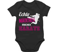 Baby Body Junge - Sport & Bewegung - Echte Mädchen machen Karate - 6/12 Monate - Schwarz - basketball outfit 25. geburtstag coole bodys babysachen mit nur babybody jungs strampler american football