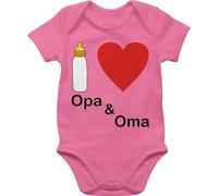 Baby Body Kurzarm - Aktuelle Trends - I love Opa und Oma Nuckelflasche - 1/3 Monate - Pink - ich liebe geschenke für babys enkelkind bodys kleidung+baby+junge+ großeltern babybody verkündung &
