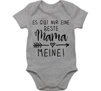 Baby Body Kurzarm - Es gibt nur eine beste Mama - Meine - 1/3 Monate - Grau meliert - babykleidung mädchen mutter muddi super babybody kurzarmbody muttertag mamas ist die bodys muttertagsgeschenk
