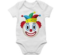 Baby Body Kurzarm - Karneval & Fasching - Clown Emoticon - 6/12 Monate - Weiß - tier fastnacht clowns 80er jahre outfit faschings fasnacht karnevals verkleidung kinderfasching carnival karneval-