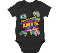Baby Body Kurzarm - Karneval & Fasching - Das ist mein 90er Jahre Kostüm I Neunziger Jahre I 90s I Fastnacht I Fasnacht I Fasnet - 12/18 Monate - Schwarz - outfit tier faschings 90 bodies party