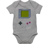 Baby Body Kurzarm - Karneval & Fasching - Gameboy | Nerds I 90s I 90iger I Fastnacht I Fasnacht I Fasnet - 12/18 Monate - Grau meliert - babybody game tier faschings 90 bodys 90er jahre outfits