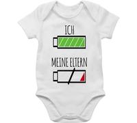 Baby Body Kurzarm - Mädchen & Junge - Ich und meine Eltern Batterie - 1/3 Monate - Weiß - babyparty geschenk neutral sachen für neugeborene akku bodys babygeschenk zur geburt batteri babybody