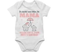 Baby Body Kurzarm - Muttertag - Du machst einen tollen Job Mama - 3/6 Monate - Weiß - mothers day muttertagsgeschenke muttertagsgeschenk elefant babybody für mädchen muttertagsbody muttertags