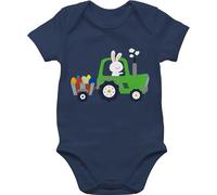 Baby Body Kurzarm - Ostergeschenke - Traktor Hase Ostereier I Ostern I Trecker Osterhase - 3/6 Monate - Navy Blau - osterkleidung easter ei babykleidung oster outfit ostermotiv bunny babybody