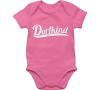 Baby Body Kurzarm - Sprüche - Dorfkind Weiss - 3/6 Monate - Pink - babymode witzig spruch dorf bodys babybody mit sprüchen spruche bauern babysachen babygeschenk lustige babygeschenke dorfkinder