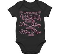 Baby Body Kurzarm - Sprüche - Egal wie viele Prinzen es gibt - Der König wird immer mein Papa bleiben - 6/12 Monate - Schwarz - babymode witzig spruch vater bodys babybody mit sprüchen spruche