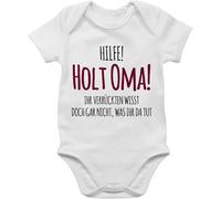 Baby Body Kurzarm - Sprüche - Hilfe holt Oma Ihr Verrückten wisst doch gar nicht was ihr da tut I Geschenk Geburt Omi - 1/3 Monate - Weiß - babyartikel junge babymode witzig spruch omas bodys