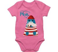 Baby Body Kurzarm - Sprüche - Moin Walross - 3/6 Monate - Pink - babymode witzig spruch ostsee bodys babybody mit sprüchen spruche babysachen babygeschenk lustige babygeschenke babykleidung