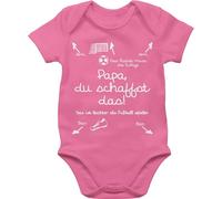 Baby Body Kurzarm - Sprüche - Papa du schaffst das Fußball - weiß - 12/18 Monate - Pink - babymode witzig spruch fussball bodys babybody mit sprüchen spruche anleitung babysachen babygeschenk