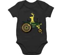 Baby Body Kurzarm - Traktoren - Traktor Hirsch Deer - 12/18 Monate - Schwarz - body. landwirt trecker babysachen geschenke geburt junge mit landwirtschaft tractors babybody kinderkleidung traktorfan