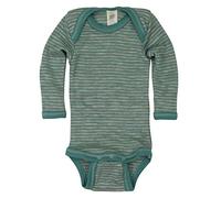 Baby Body langarm, 70% Wolle (kbT), 30% Seide, Engel Natur (62/68, Hellgrau melange/Eisvogel)