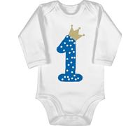 Baby Body langarm Mädchen Junge - 1. - Erster Geburtstag - 12/18 Monate - Weiß - geschenk für einjährigen jungen one year outfit 1 jahr 1ter babybody first birthday girl clothes geburtstags