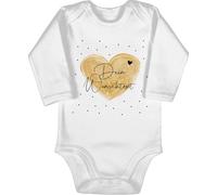Baby Body langarm Mädchen Junge - Aufdruck selbst gestalten - Dein Wunschtext I Geschenk personalisiert Weihnachten I Vatertag I Muttertag I Geburtstag - 6/12 Monate - Weiß - vatertagsbody