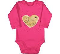 Baby Body langarm Mädchen Junge - Aufdruck selbst gestalten - Dein Wunschtext I Geschenk personalisiert Weihnachten I Vatertag I Muttertag I Geburtstag - 6/12 Monate - Fuchsia - vatertagsbody