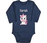 Baby Body langarm Mädchen Junge - Einhörner - Süßes Einhorn Unicorn Fabelwesen - 3/6 Monate - Navy Blau - unicorns einhörnern personalisierter personalisierte name personlisierte ,einhorn und