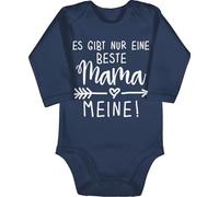 Baby Body langarm Mädchen Junge - Es gibt nur eine beste Mama - Meine Mutti - 3/6 Monate - Navy Blau - muddi best mom babybody mamas babykleidung mutter ist die bodys muttertagsgeschenk du bist