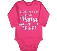 Baby Body langarm Mädchen Junge - Es gibt nur eine beste Mama - Meine Mutti - 6/12 Monate - Fuchsia - muddi best mom strampler mamas babybody mutter ist die babykleidung muttertagsgeschenk du bist