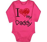 Baby Body langarm Mädchen Junge - Geschenk zum Vatertag - I love my Daddy schwarz - 6/12 Monate - Fuchsia - papa baby-kleidung vatertagsbody papatagsgeschenk dad babybody vatertagsgeschenk väter 1