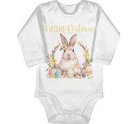 Baby Body langarm Mädchen Junge - Ostergeschenke - Frohe Ostern Süßer Osterhase Niedliche kleine Osterüberraschung I Ostergeschenkideen - 6/12 Monate - Weiß - osteroutfit easter oster osterbody