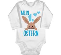 Baby Body langarm Mädchen Junge - Ostergeschenke - Mein 1. Ostern Hase I Mein erstes Ostern I Easter - 3/6 Monate - Weiß - osterkleidung osteroutfit ostermotiv 1 bodys outfit osterbody oster erste
