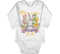 Baby Body langarm Mädchen Junge - Ostergeschenke - Mein erstes Osterfest 2026 I Ostern - 3/6 Monate - Weiß - my first easter outfit osteroutfit ostermotiv 1. bodys 1 osterbody oster erste babybody