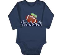 Baby Body langarm Mädchen Junge - Sport & Bewegung - 100% Seahawk - 6/12 Monate - Navy Blau - 25. geburtstag football babybodies football/seahawks bodies american babykleidung langarmbody bodys