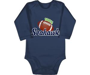 Baby Body langarm Mädchen Junge - Sport & Bewegung - 100% Seahawk - 6/12 Monate - Navy Blau - 25. geburtstag football babybodies football/seahawks bodies american babykleidung langarmbody bodys