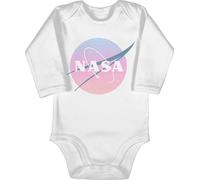 Baby Body langarm Mädchen Junge - Weltall - Nasa Logo I Geschenk Weltraum Fan - 3/6 Monate - Weiß - planeten rakete astronauten astronaut raumfahrt universum space name