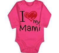 Baby Body Langarm - Mama - I love my Mami - 6/12 Monate - Fuchsia - muddi beste babybody mamas mum baby-kleidung mutter mom babykleidung muttertagsgeschenk moms bodys mommy bild babybodys muttertag