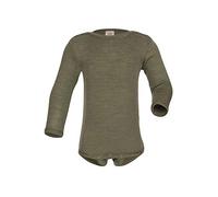 Baby Body Langarm, Wolle Seide, Engel, Olive, 62-68