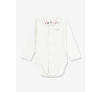 Baby Body mit besticktem Kragen Blumen PETIT BATEAU weiß Gr. 62