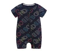 Baby Body Strampler Einteiliger, Chickw1 Mode Drucken Babykleidung Junge/Mädchen Unisex Kurzarm Sommer Baumwolle Spielanzug Schlafanzug für Neugeborene,Kleinkinder (80cm,Kreatives Schwarz)