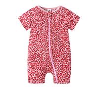 Baby Body Strampler Einteiliger, Chickw1 Mode Drucken Babykleidung Junge/Mädchen Unisex Kurzarm Sommer Baumwolle Spielanzug Schlafanzug für Neugeborene,Kleinkinder (100cm,Leopardenrosa)