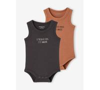 Baby Bodys 2er-Pack ärmellos aus Bio-Baumwolle grau Gr. 80 von Vertbaudet