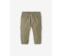 Baby Cargohose, Dehnbund mit Kordelzug khaki Gr. 92/98 von vertbaudet