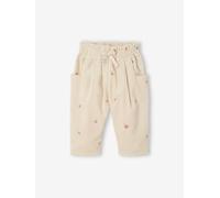 Baby Cordhose Barrel-Fit mit Blumenstickerei & Dehnbund vanille Gr. 74 von Vertbaudet